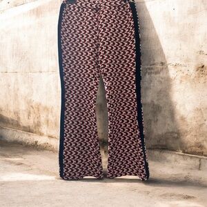 Maeve Geometric Red, Black & White Pants (XS)